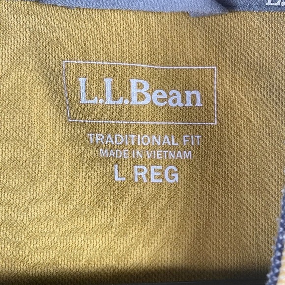 LL Bean Comfort Stretch Pique 1/4 Zip Pullover Mens Large Yellow Sweater - Picture 4 of 6